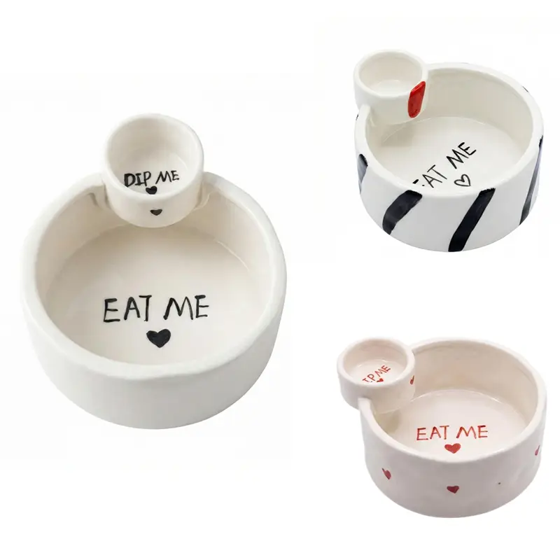 Chip and Dip Ceramic Bowl