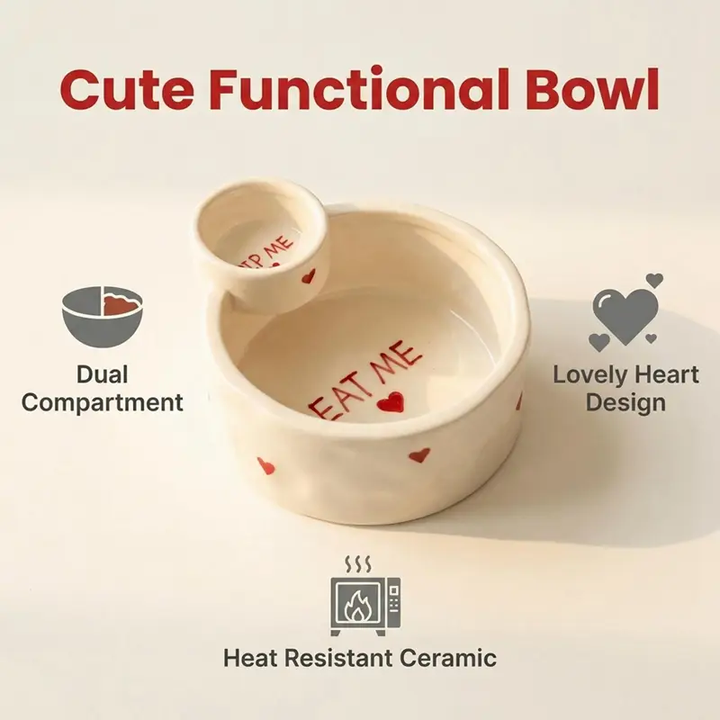 Chip and Dip Ceramic Bowl - Image 2
