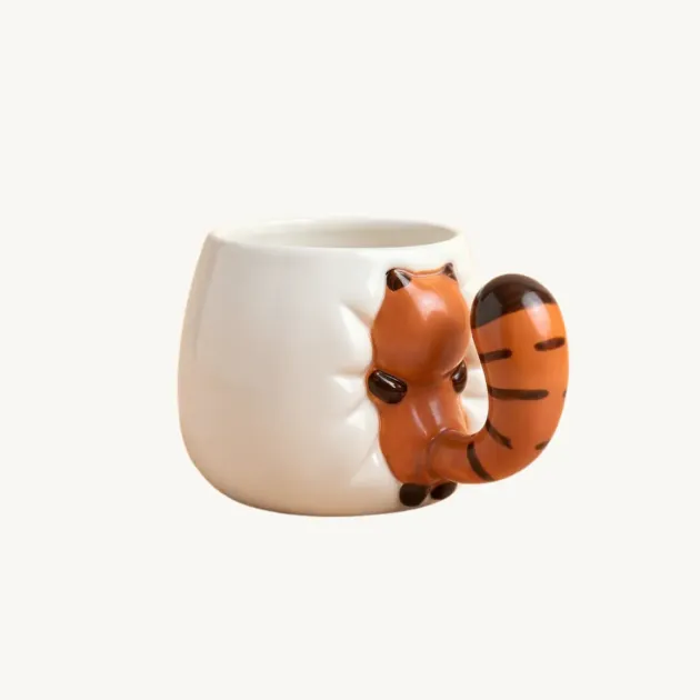 Orange Cat Stomped Ceramic Mug